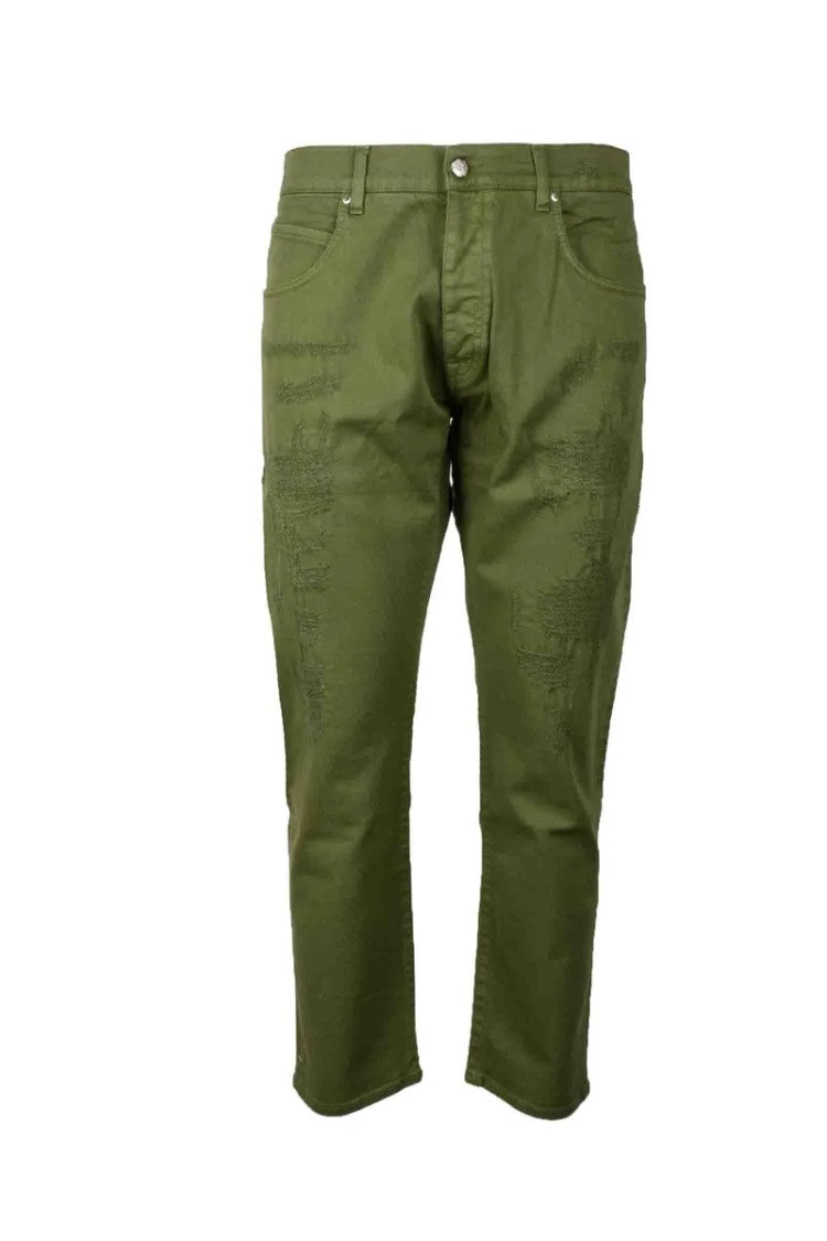 Two Men Green Cotton Stretch Jeans
