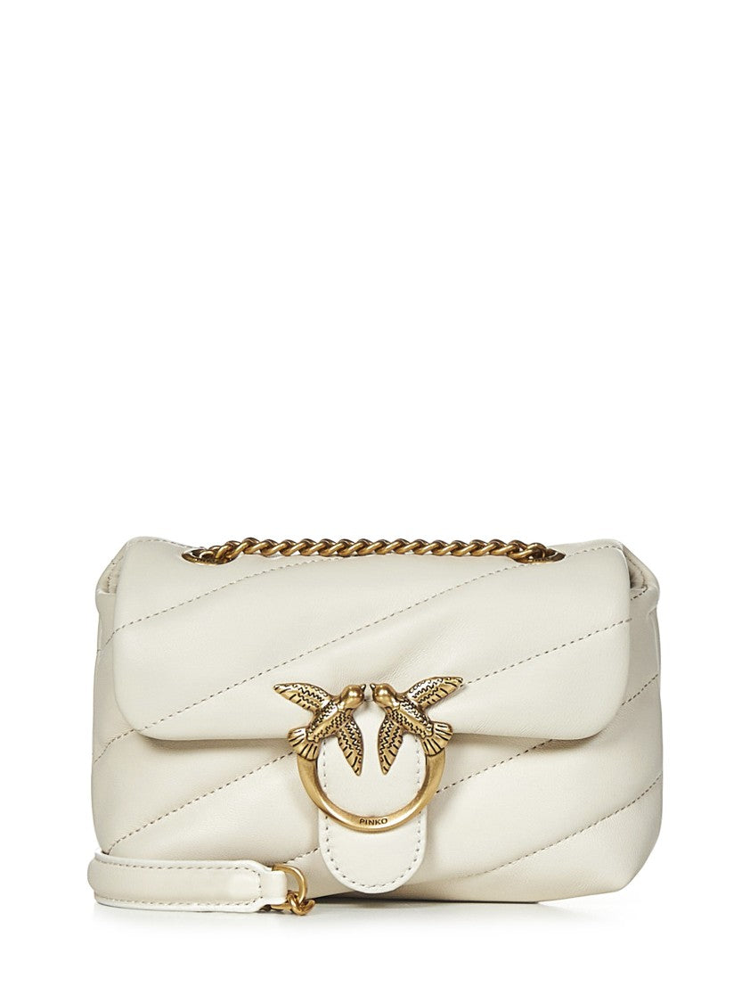 Pinko Quilted White Shoulder Bag With Decorative Clasp