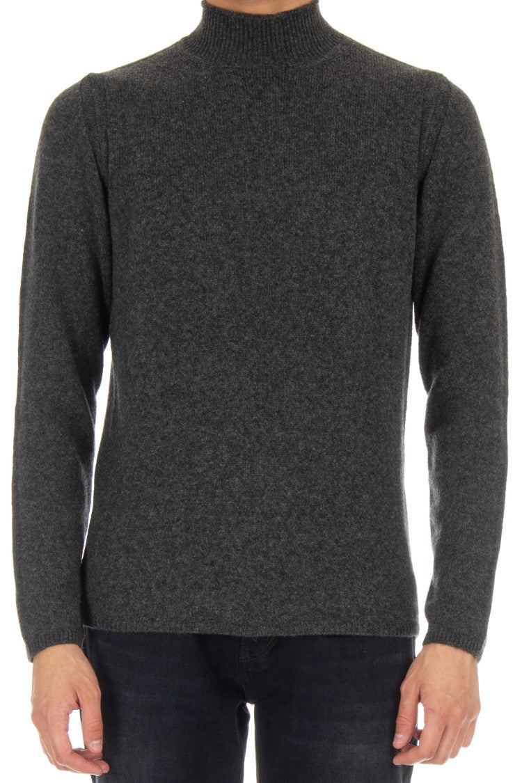 Roberto Collina Camel Wool Mock Neck Sweater