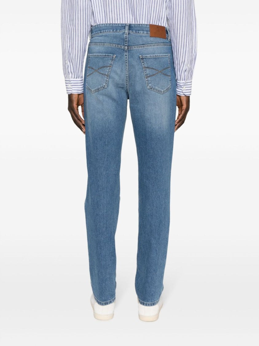 Brunello Cucinelli Straight-Leg Jeans With Subtle Fading