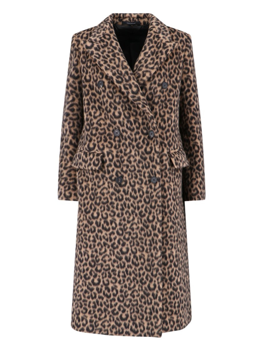 Tagliatore Jole Coat Midi Double-Breasted – Brown Animalier