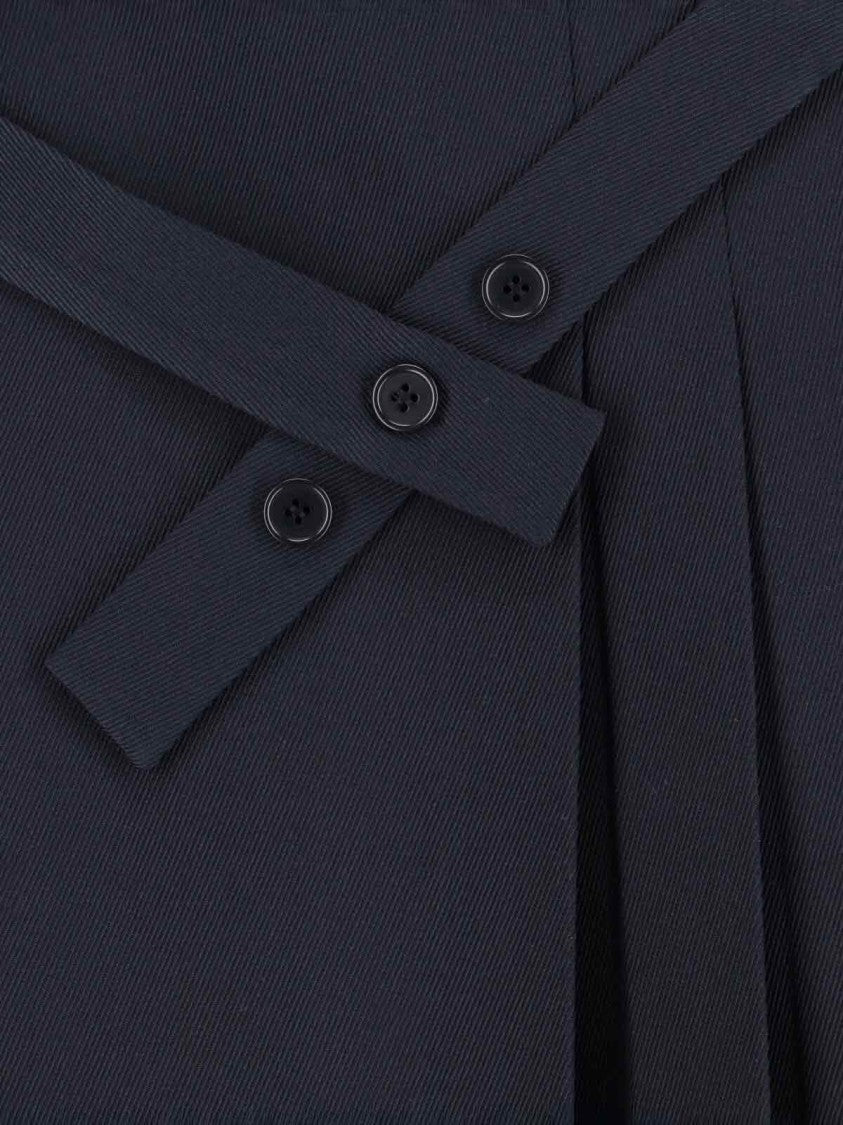 Sibel Saral Navy Wool Midi Skirt With Pleated Detail