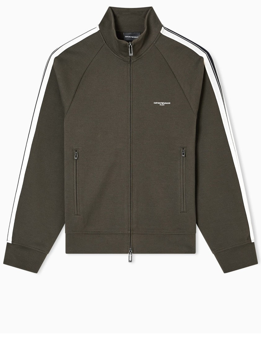 Emporio Armani Full Zip Sweatshirt With Contrasting Stripes