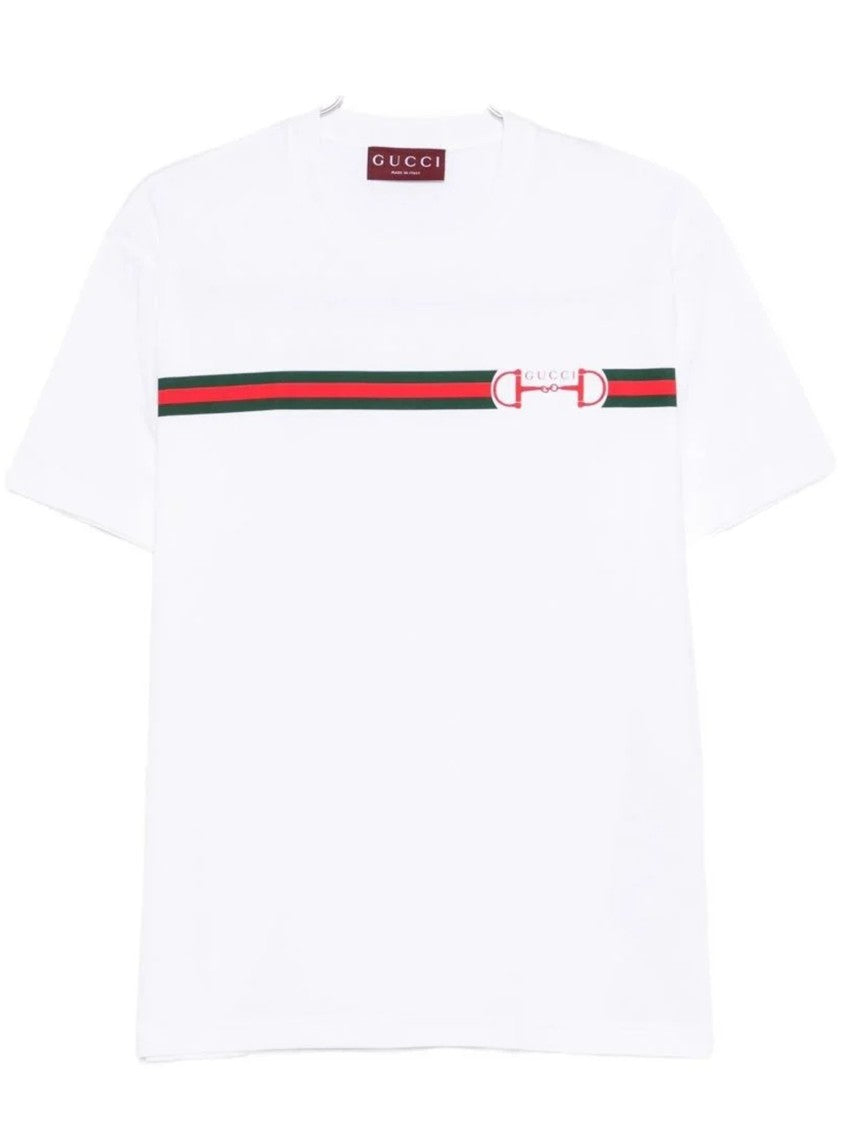 Gucci White Regular Light Jersey Horsebit Top
