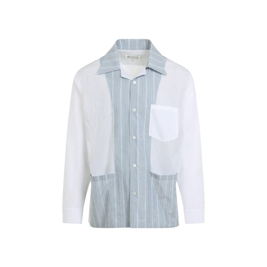Maison Margiela White And Blue Striped Cotton Shirt