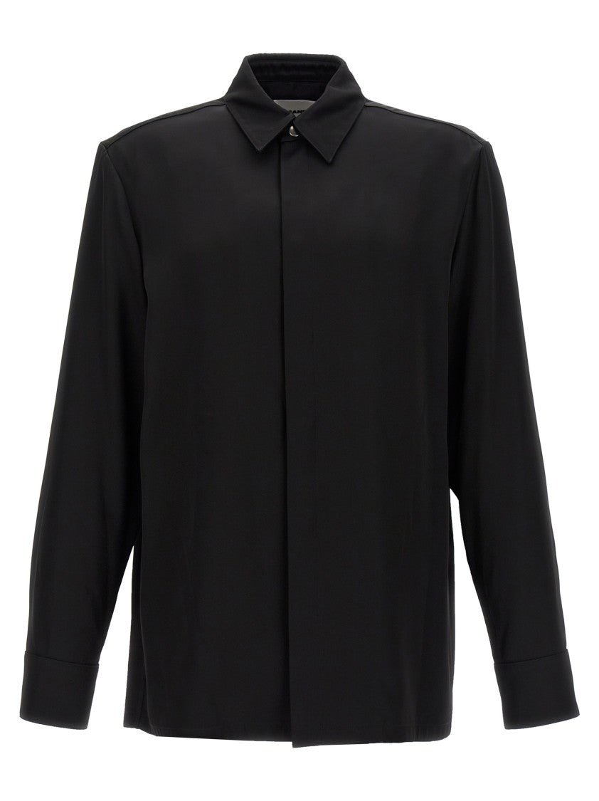 Jil Sander Viscose-Silk Blend Twill Shirt With Cuffed Sleeves