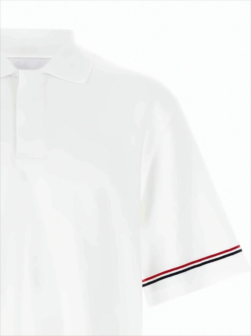 Thom Browne Short-Sleeve Polo Shirt With Striped Accents