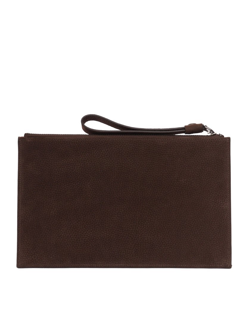 Claudio Orciani Rectangular Brown Calf Leather Wallet With Minimalist Design