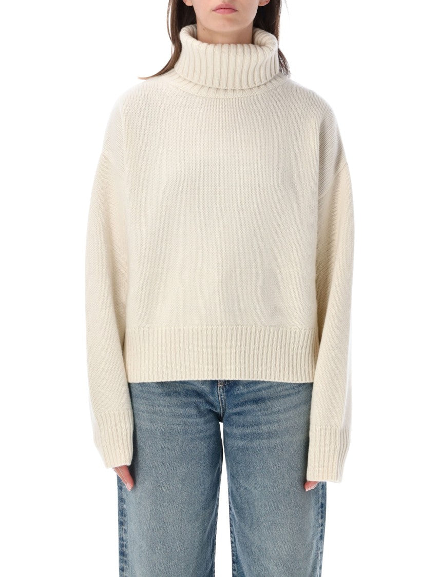 Extreme Cashmere Crop Xtra High Neck Cropped Ribbed Turtleneck Sweater