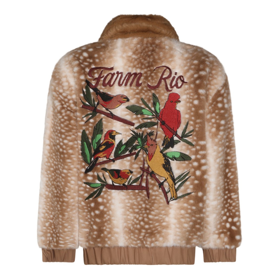 Farm Rio Embroidered Plush Faux Fur Coat