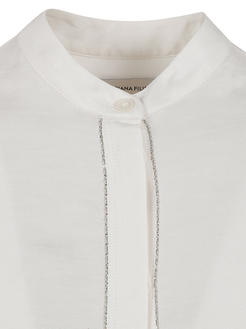 Fabiana Filippi White Button-Down Dress With Mandarin Collar