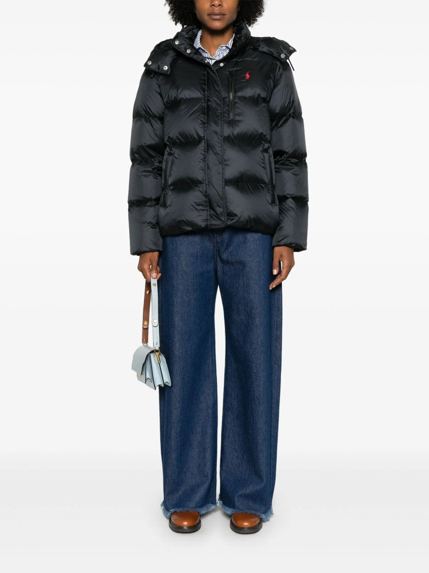 Polo Ralph Lauren Cropped Insulated Coat With Quilted Design And Detachable Hood