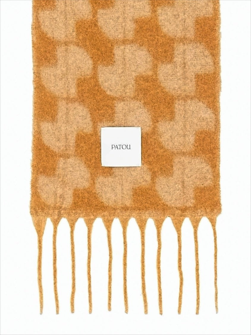 Patou Geometric Pattern Alpaca Blend Scarf