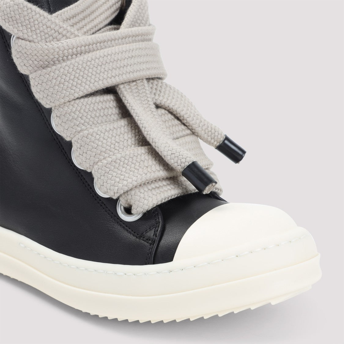 Rick Owens Jumbolace Black Leather Sneakers