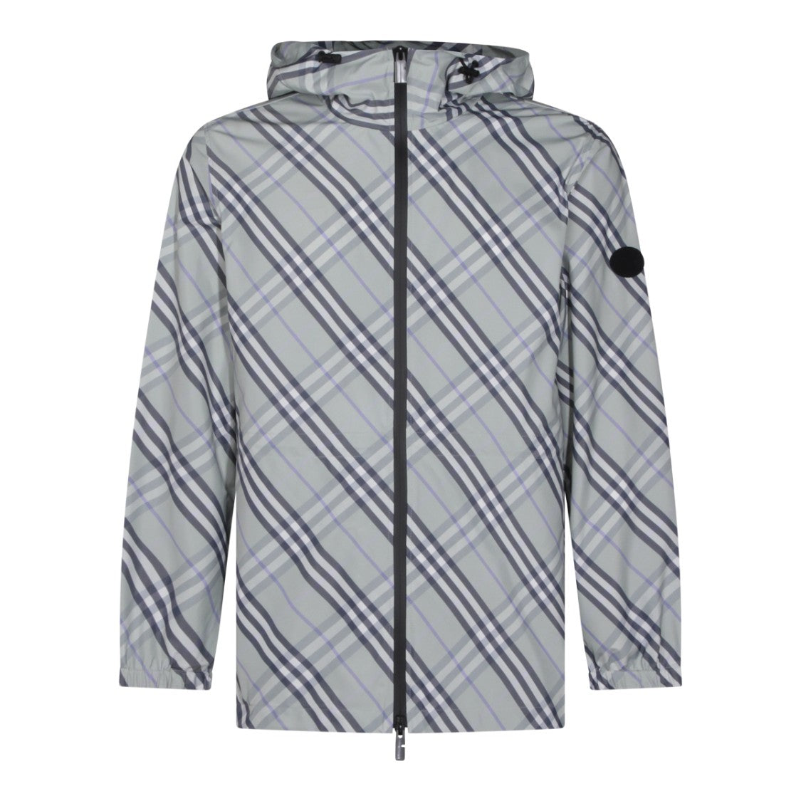 Burberry Light Grey Hooded Check Jacket
