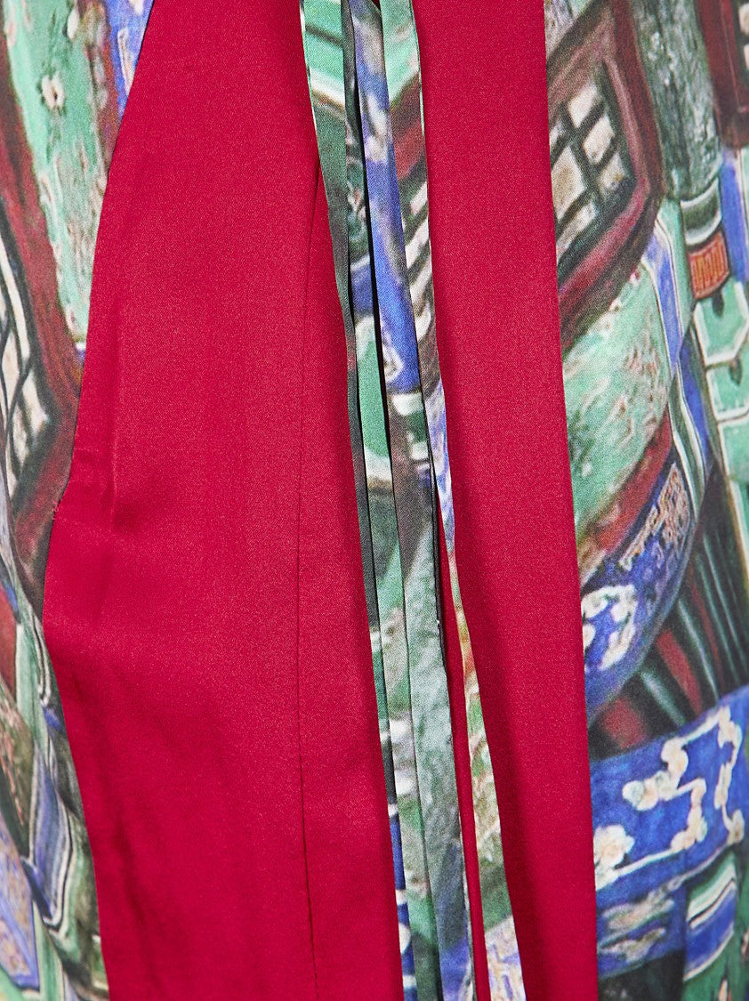 Hui Flowing Midi Skirt With Delicate Vintage Print And Silken Touch