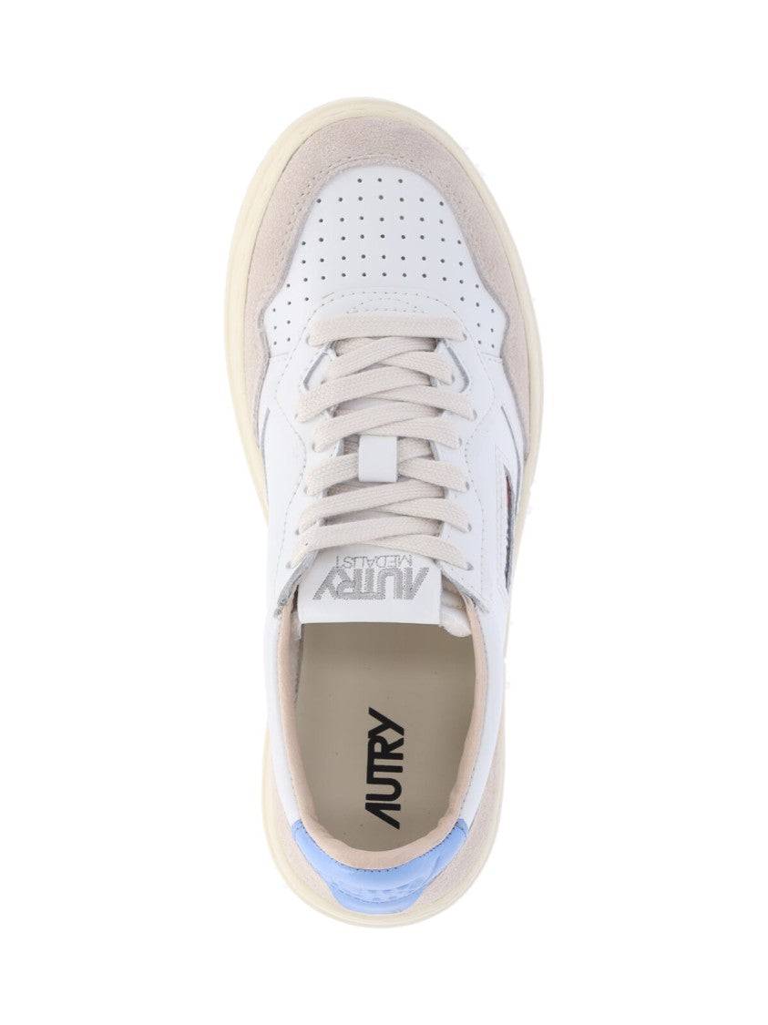 Autry White And Blue Logo Low-Top Sneakers
