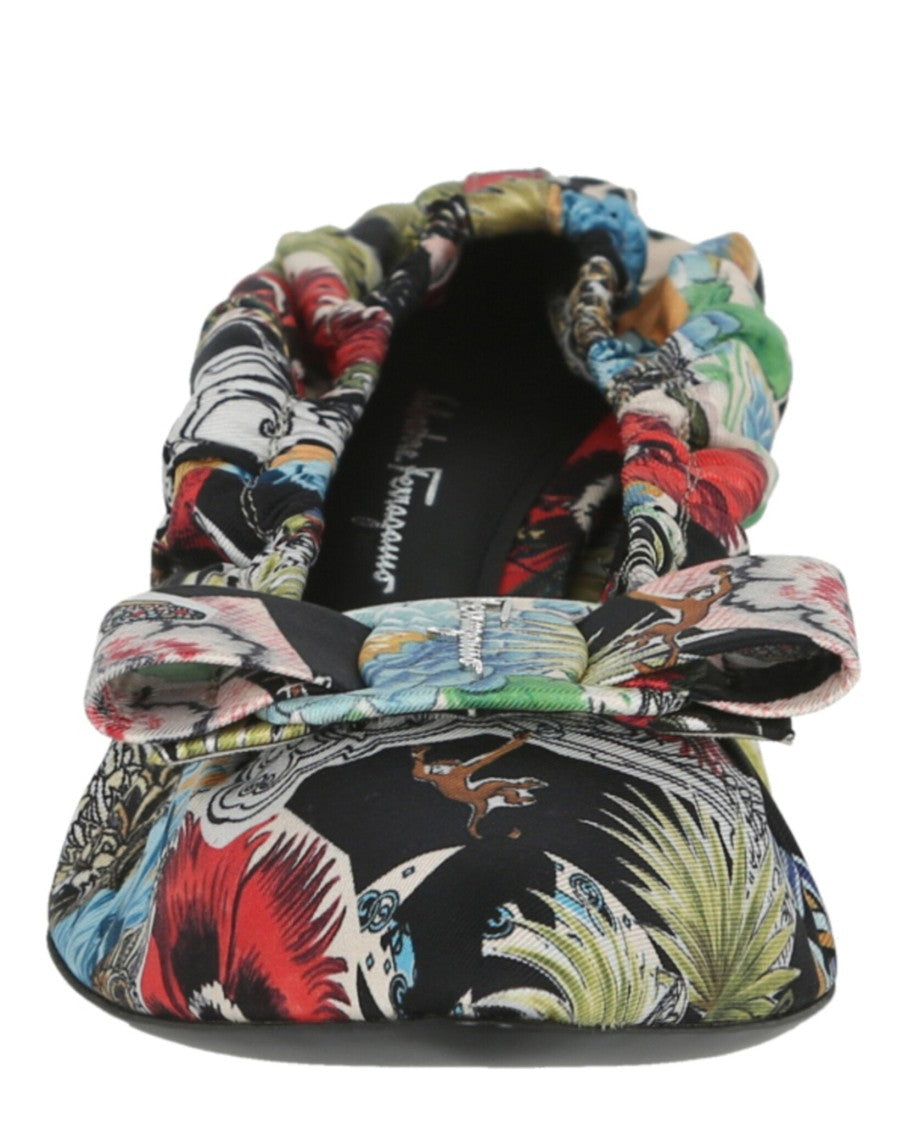 Ferragamo Viva Ruff Printed Ballet Flats