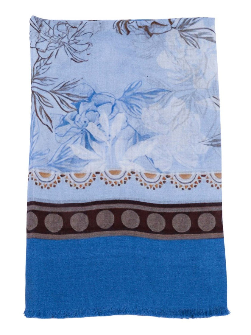 D'aniello Stola Perla Floral Fringed Scarf
