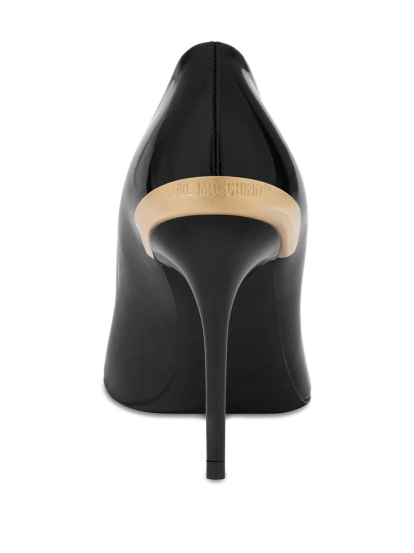 Love Moschino Mid-Heel Black Pumps With Glossy Calf Leather