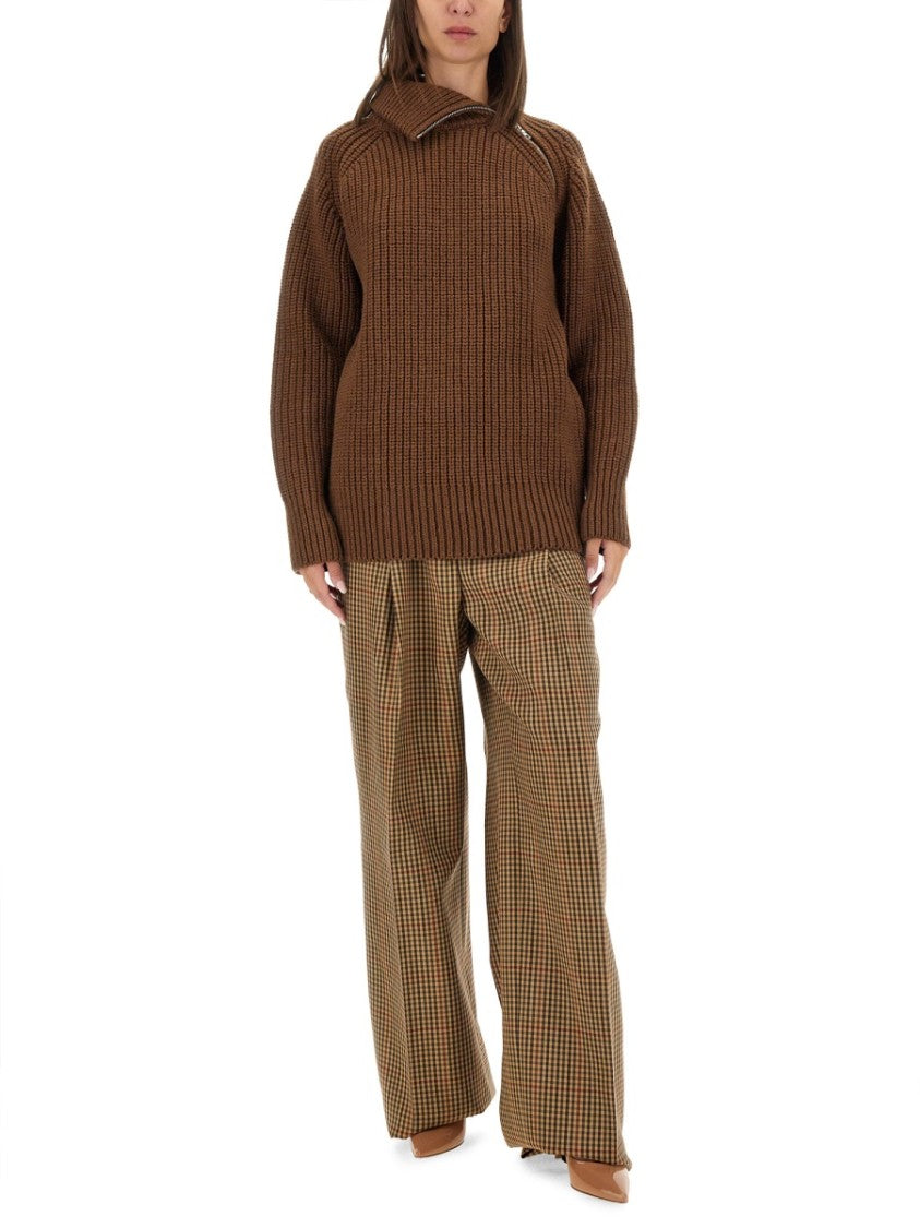 Dries Van Noten Check Pattern Wool Pants With Regular Fit