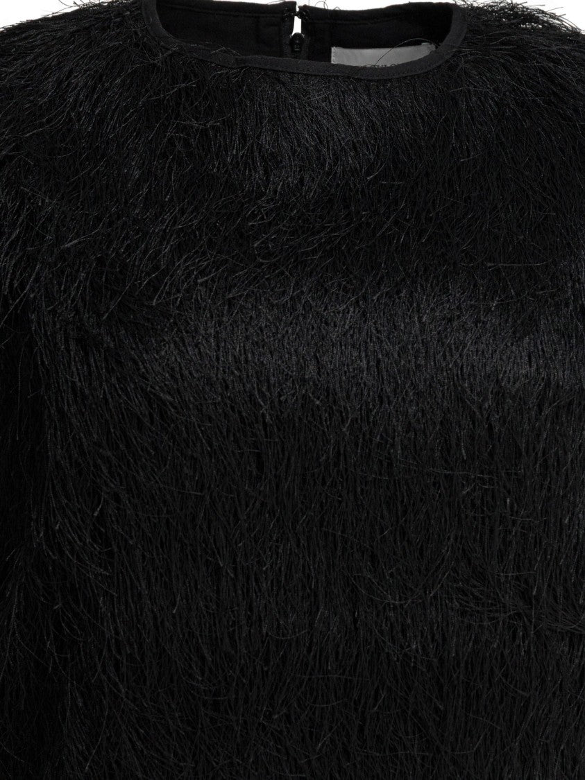 Loulou De Saison Textured Sleeveless Top With Round Neckline And Back Zipper