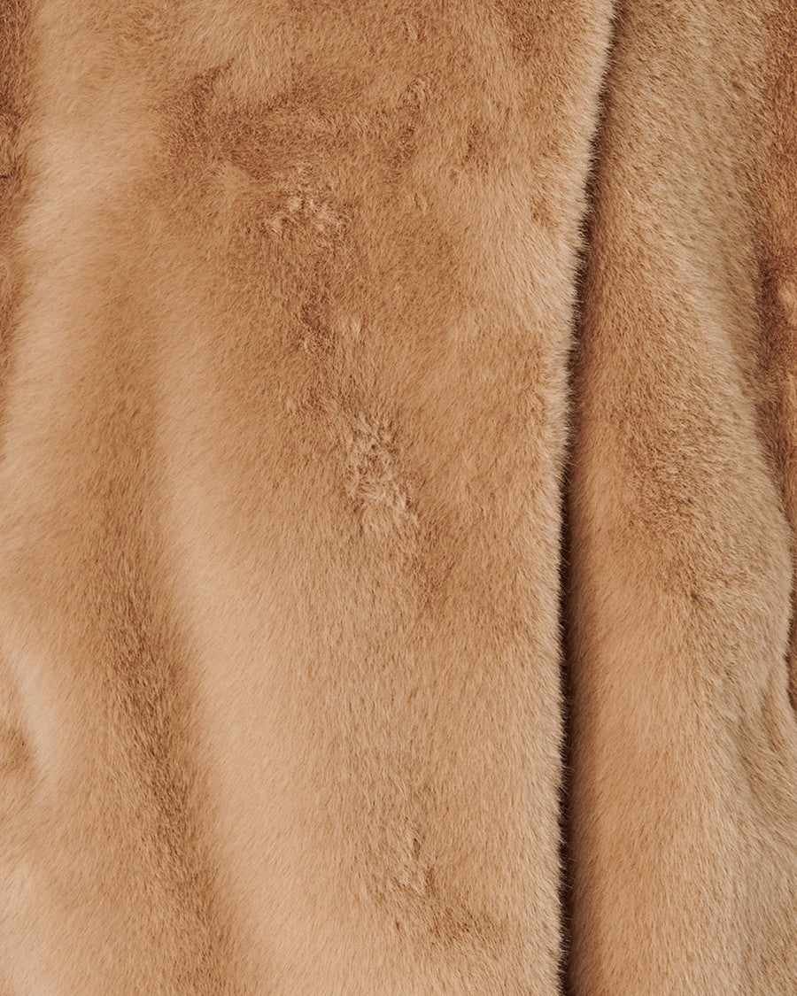 Pinko Beige Faux Fur Short Asymmetrical Cape