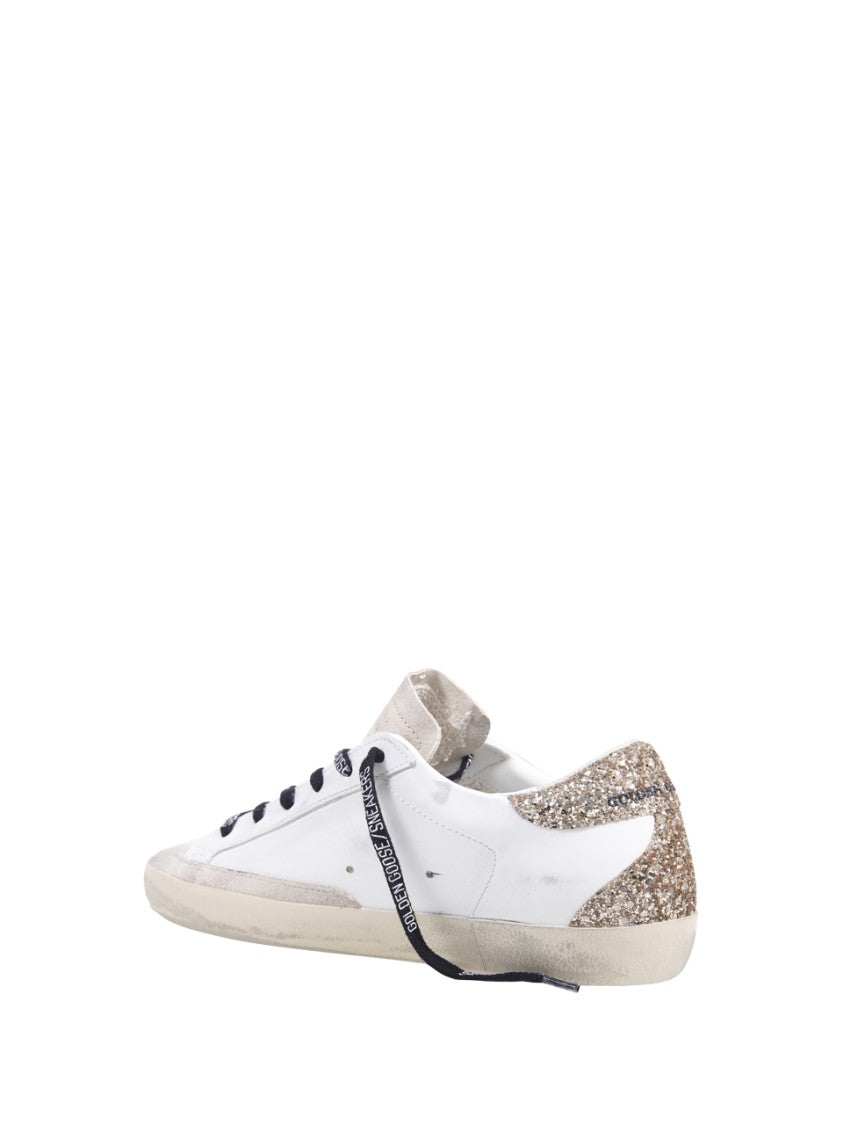 Golden Goose Super-Star Leather Upper Glitter Star Heel And Spur Metal Lettering