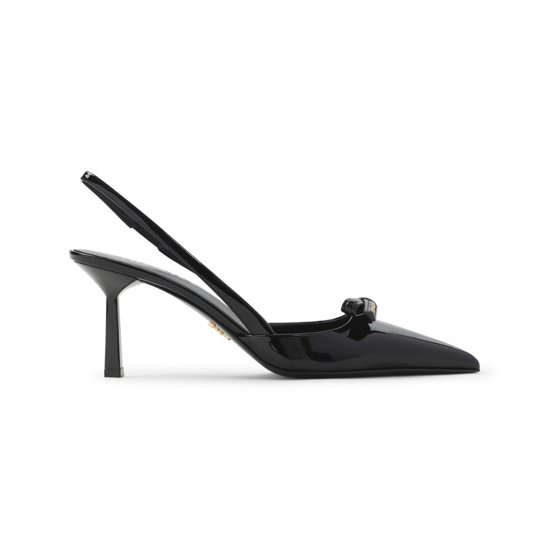 Prada Slingback Pumps With Decorative Bow And Glossy Finish