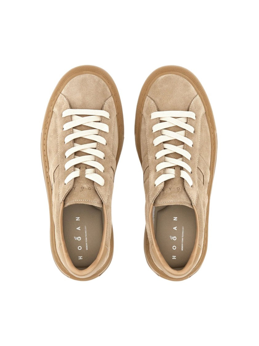 Hogan Low-Top Suede Sneakers With Smooth Leather Accents