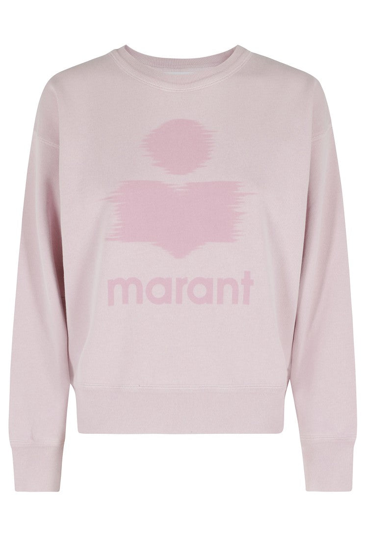Isabel Marant Étoile Pink Mobyli Gz Blurred Logo Crewneck Cotton-Blend Sweatshirt