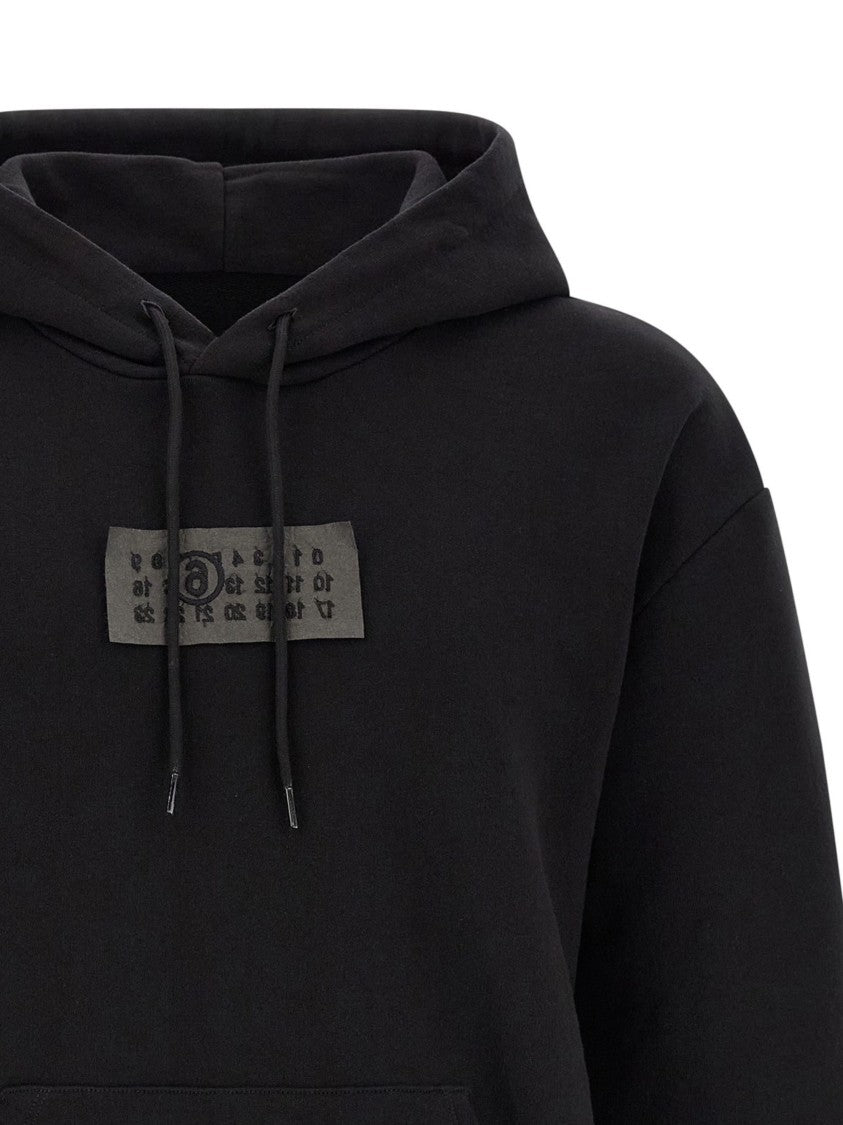 Mm6 By Maison Margiela Black Central Printed Detail Cotton Hoodie