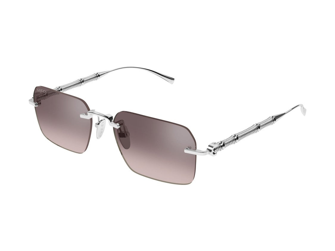 Gucci Silver Gg2154s Gradient Textured Rimless Sunglasses
