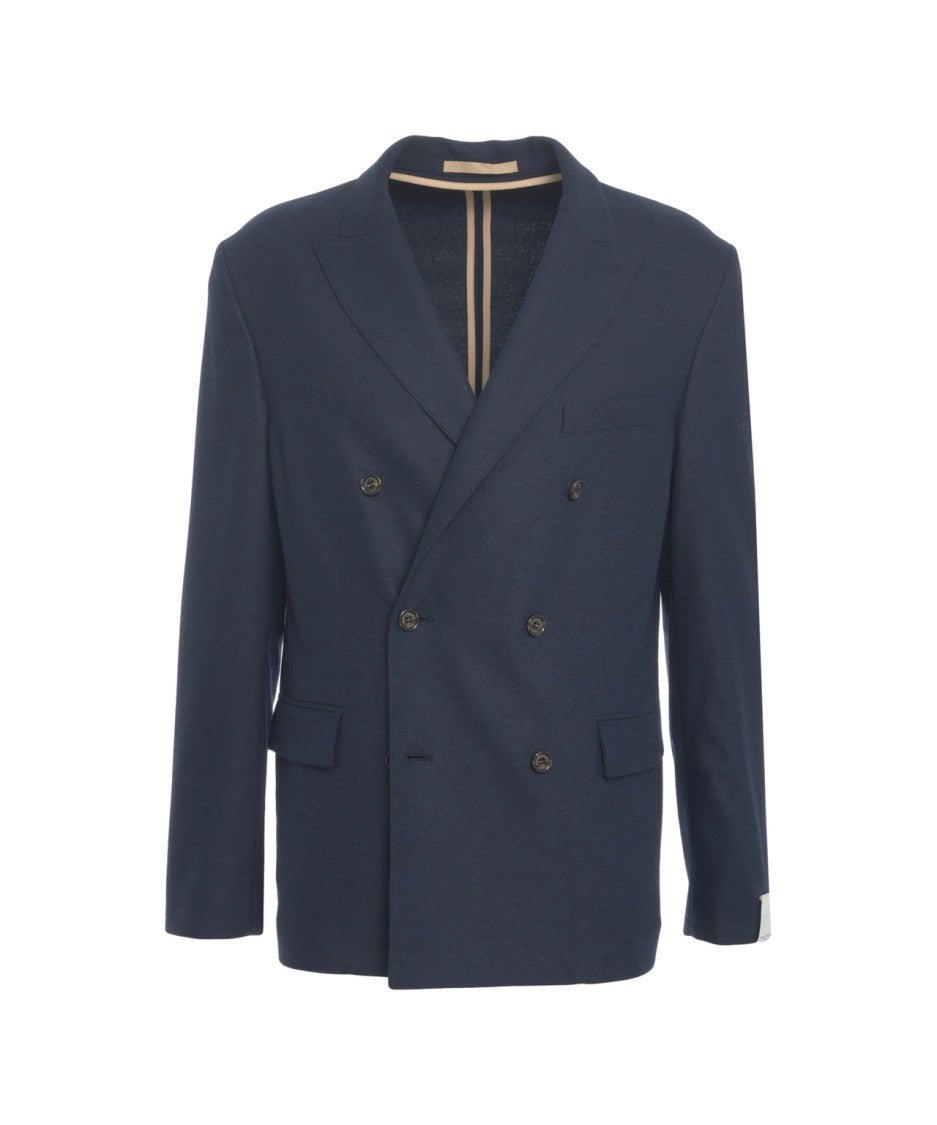 Paolo Pecora Double-Breasted Blazer With Tailored Fit And Flap Pockets