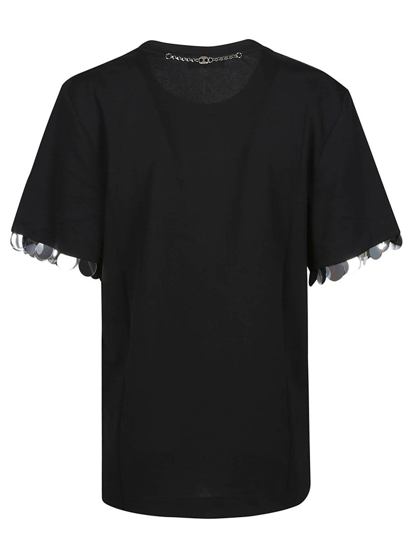 Rabanne Black Viscose Blend Sequin T-Shirt