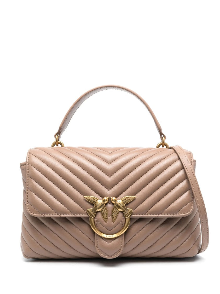 Pinko Quilted Chevron Pattern Handbag With Metallic Clasp