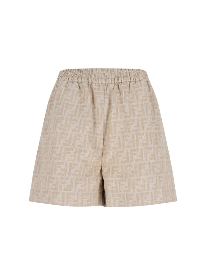 Fendi Tailored Mid-Thigh Beige Shorts With Clean Silhouette