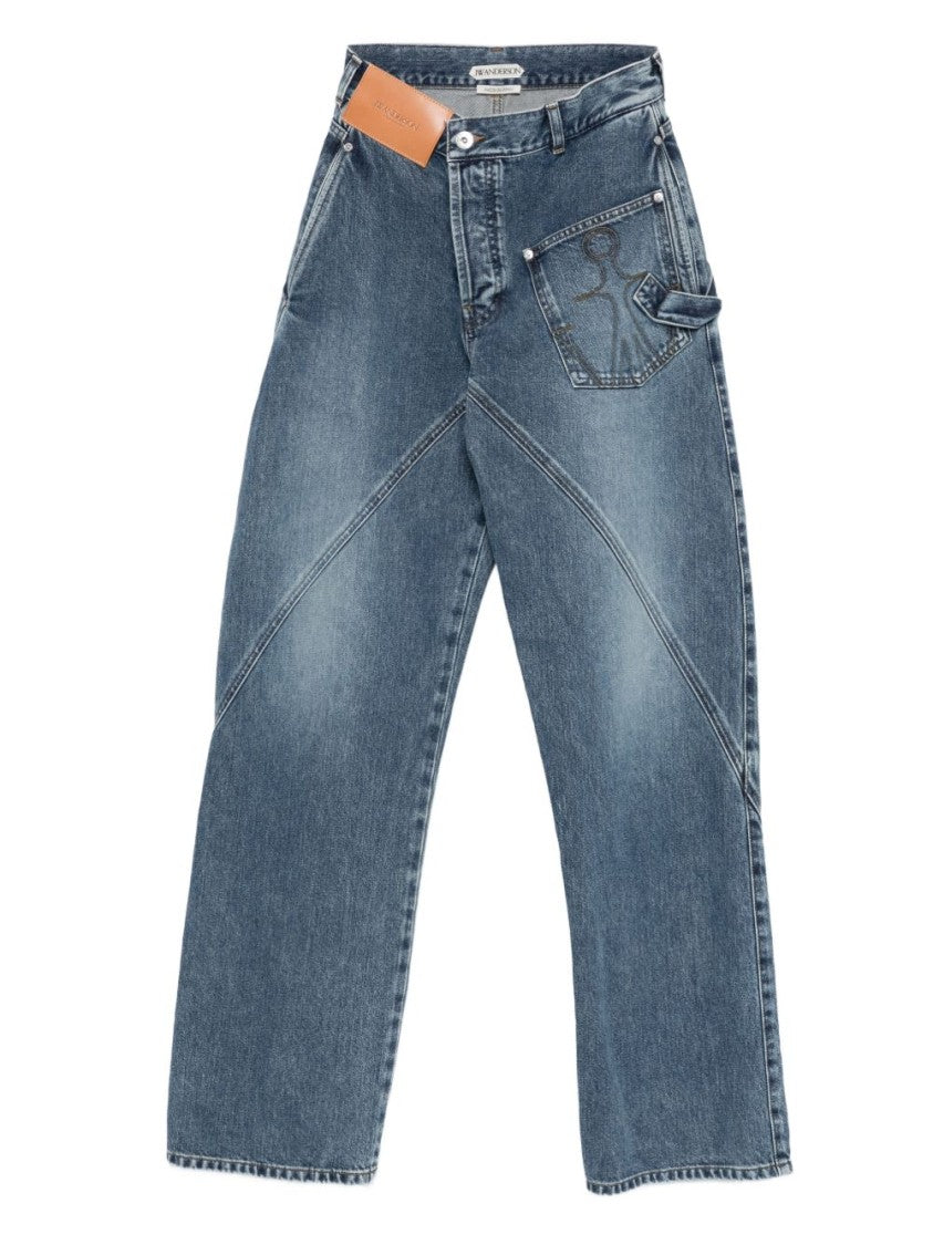 J. W. Anderson Wide-Leg Denim Jeans With Diagonal Seam Detailing