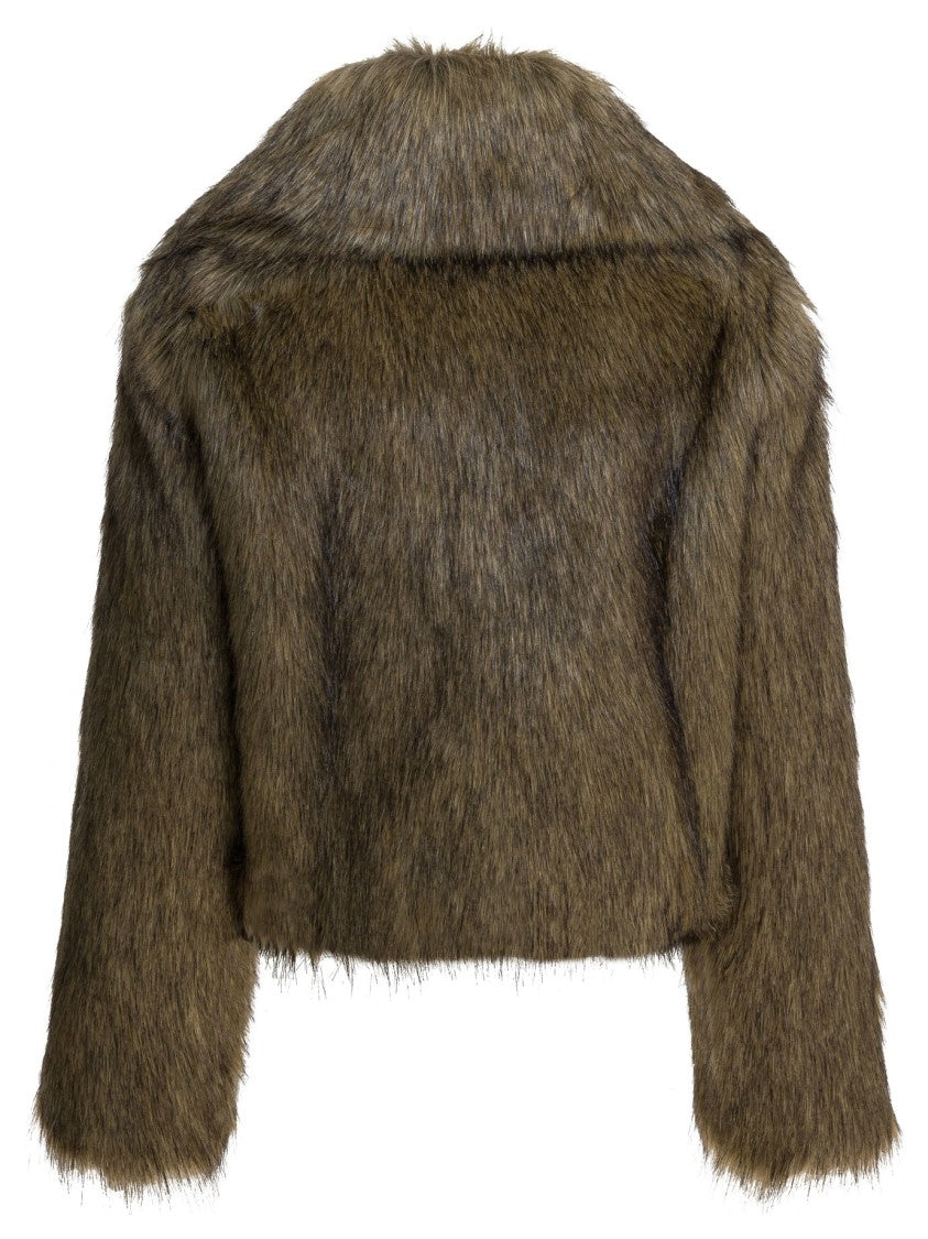 Thelaurent Cropped Jacket With Plush Faux Fur Texture