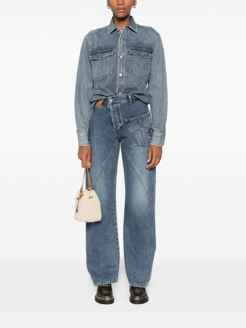 J. W. Anderson Wide-Leg Denim Jeans With Diagonal Seam Detailing