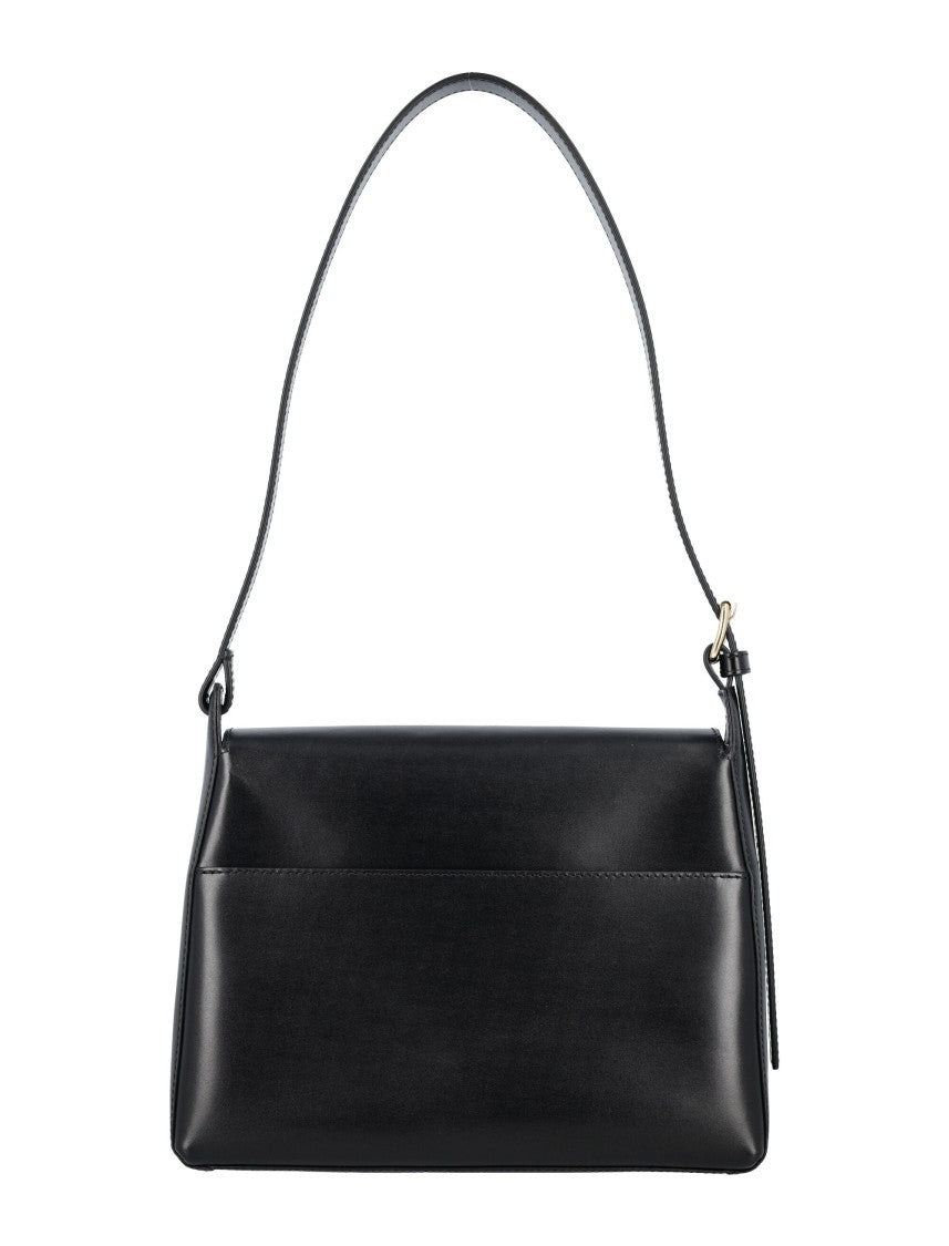 A.P.C. Rectangular Black Handbag With Flap Closure