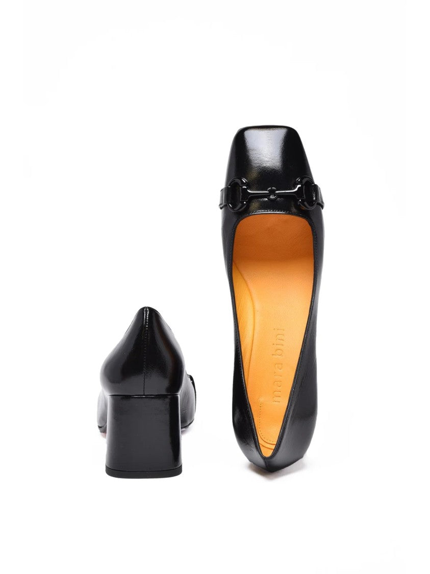 Mara Bini Black Leather Decorative Pumps