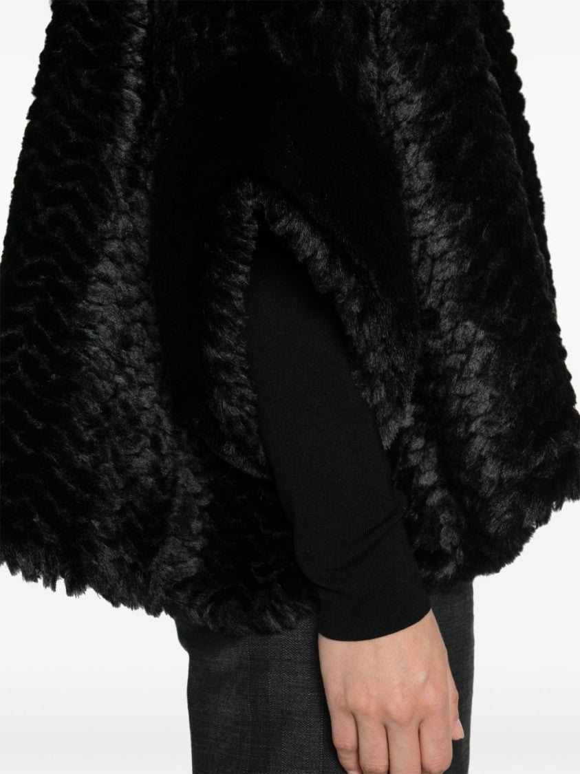 Liu Jo Cropped Black Faux Fur Coat