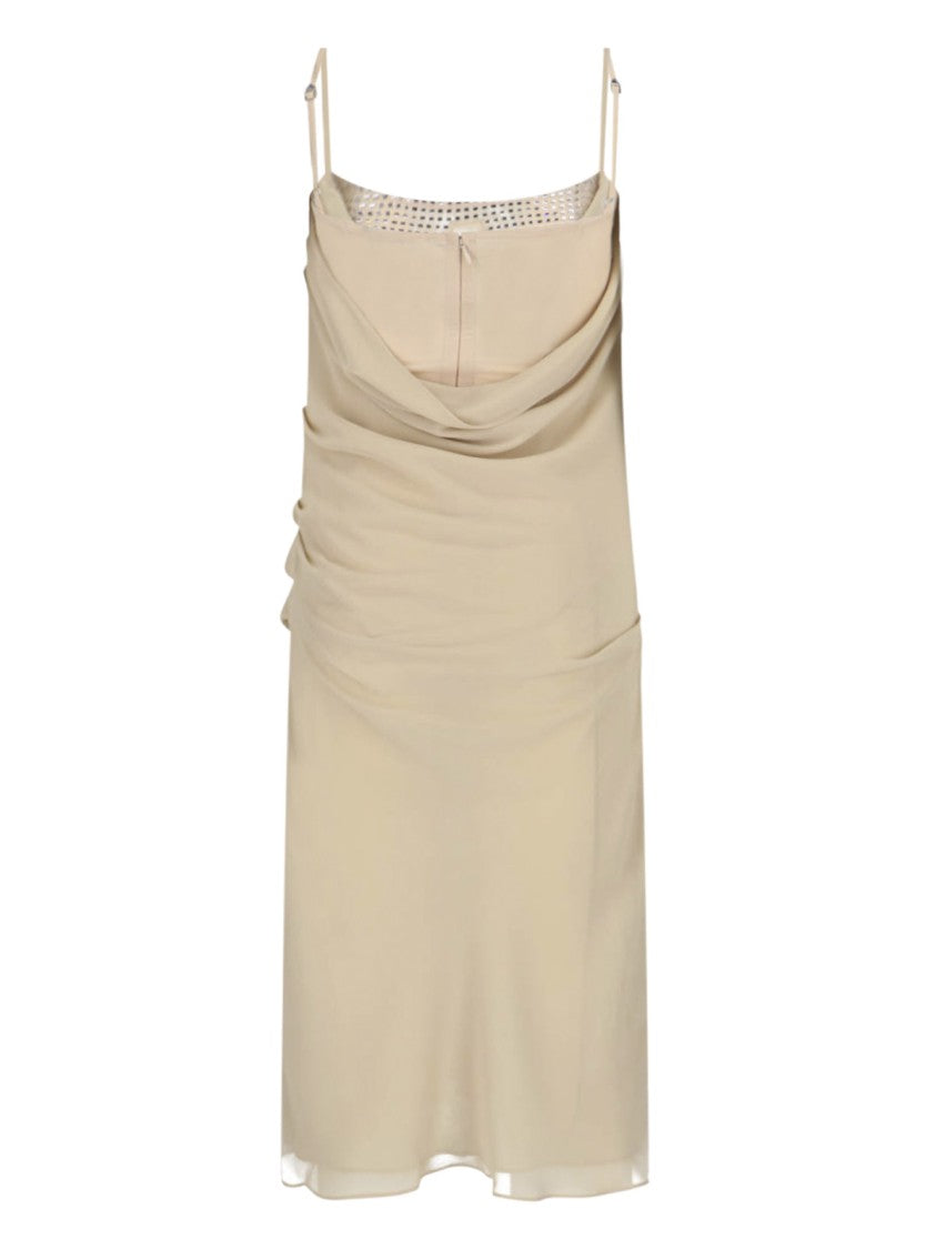 The Attico Strass Midi Dress – Beige