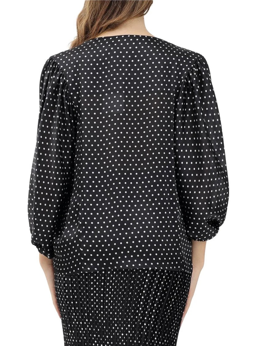 Simona Corsellini Black Polyester Satin Blouse