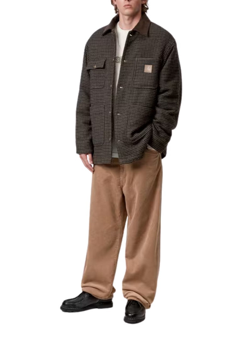 Carhartt Wip Brown Lowis Houndstooth Poly-Wool Quilted Chore Coat