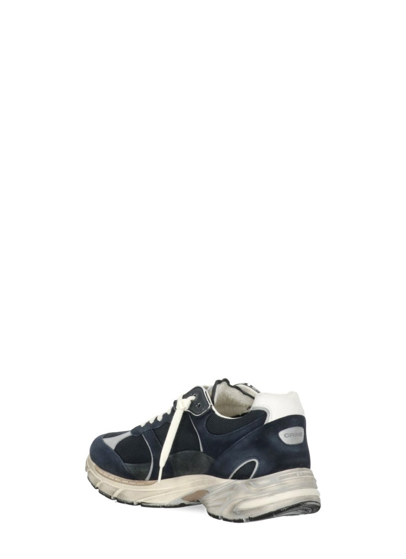 Crime London Blue Fugitivem 9094 Suede-Blend Sneakers
