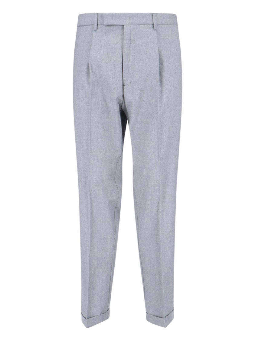 Cruna Straight-Leg Grey Trousers With Structured Waistband