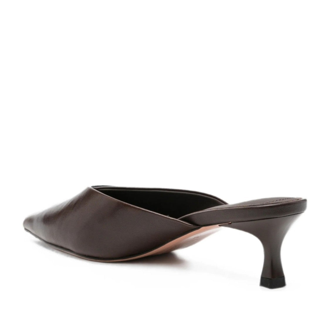 Adrianna Feretti Brown Pointed-Toe Mid-Height Heel Leather Mules