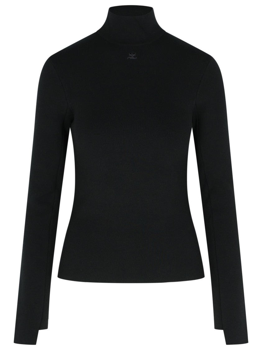 Courrèges Turtleneck Sweater In Black Viscose Blend